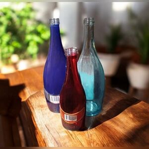 Cobalt Aquamarine Ruby Red Color Tynant Spring Water Bottles